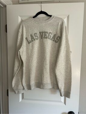 Las Vegas Graphic Crewneck Sweatshirt - Light Gray